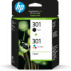 HP 301 - N9J72AE 2-Pack Black (Magenta Cyan Yellow) - Blækpatron Dye-based tricolor