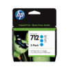 HP 712 - 3ED77A 3-Pack Cyan Ink - Blækpatron Cyan