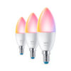 WiZ Kerte 4,9W E14, Color & Tunable White, Wi-Fi, 3-pak