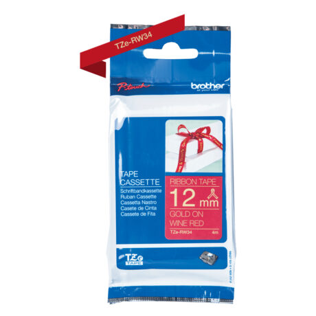 Brother TZe RW34 textile tape gold/red 12mm/4m