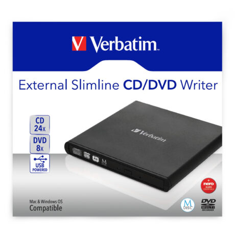Verbatim Slimline - DVD±RW (±R DL) - DVD-RAM-drev - USB 2.0 - ekstern - DVD-RW (Brænder) - USB 2.0 - Sort