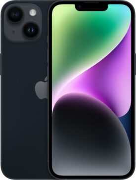 iPhone 14 – 5G smartphone 128GB Midnight - Bronze stand
