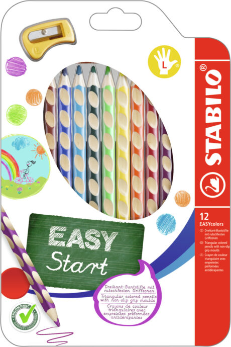 STABILO Farveblyanter EASYCOLOR L 12-STK ASS. til venstrehånds brug