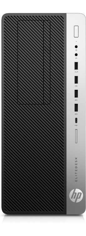 T1A HP EliteDesk 800 G4 Refurbished Intel® Core™ i7 i7-8700 16 GB DDR4-SDRAM 256 GB SSD Windows 11 Pro Tower PC Sort, Sølv - Guld stand