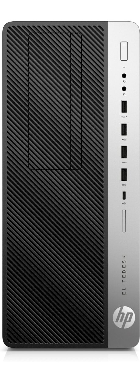 T1A HP EliteDesk 800 G4 Refurbished Intel® Core™ i7 i7-8700 16 GB DDR4-SDRAM 256 GB SSD Windows 11 Pro Tower PC Sort, Sølv - Guld stand