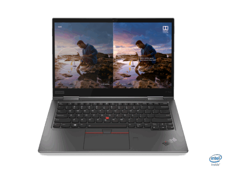 T1A Lenovo ThinkPad X1 Yoga Gen 5 Refurbished Intel® Core™ i5 i5-10310U Ultrabærbar 35,6 cm (14) Berøringsskærm Fuld HD 16 GB LPDDR3-SDRAM 512 GB SSD Windows 11 Pro Grå - Sølv stand