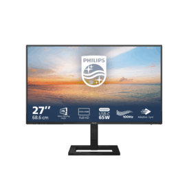 Philips 27" Skærm - Full-HD 100 Hz - IPS Monitor - 1300:1 - 1 ms - 2 watt højtalere - HDMI & USB-C (Kabler medfølger)