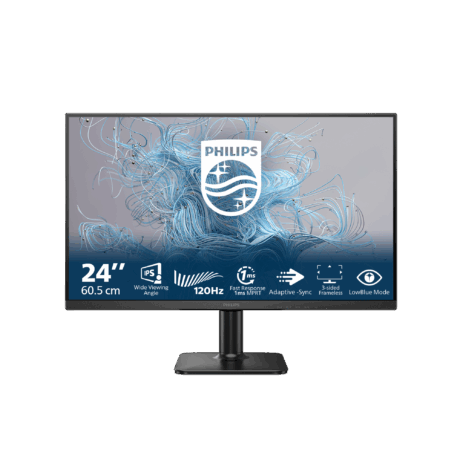 Philips 24" Skærm, Full-HD 120 Hz, IPS Monitor, 1 ms, HDMI(Kabel medfølger), VGA