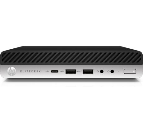 T1A HP EliteDesk 800 G4 Refurbished Intel® Core™ i5 i5-8500T 8 GB DDR4-SDRAM 256 GB SSD Windows 11 Pro Mini PC Sort, Sølv - Guld stand