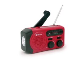 DENVER SCR-2010 - Emergency Radio - Solar - Dynamo - 2000mAh Powerbank - AM/FM - Rød