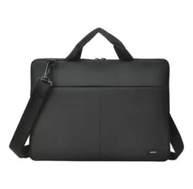 Laptop sleeve til 13-14" bærbar, med håndtag, skulderstrop, lomme & lynlås, sort - fremstillet af 95% genbrugte materialer