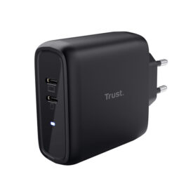 Trust MAXO 65W 2 Port USB-C CHARGER - 65 Watt, PD3.0, sort, GaN