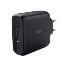 Trust MAXO 65W 2 Port USB-C CHARGER - 65 Watt, PD3.0, sort, GaN
