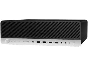 HP EliteDesk 800 G4 SFF i5-8500T 16GB 256GB Intel UHD Graphics Windows 11 Pro - Guld stand