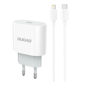 Dudao - Strømadapter - 20 Watt - USB-C - 1m USB-C til Lightning Kabel i pakken - Hvid